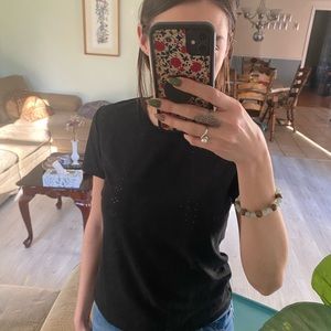 Black Eyelet Embroidery Shirt